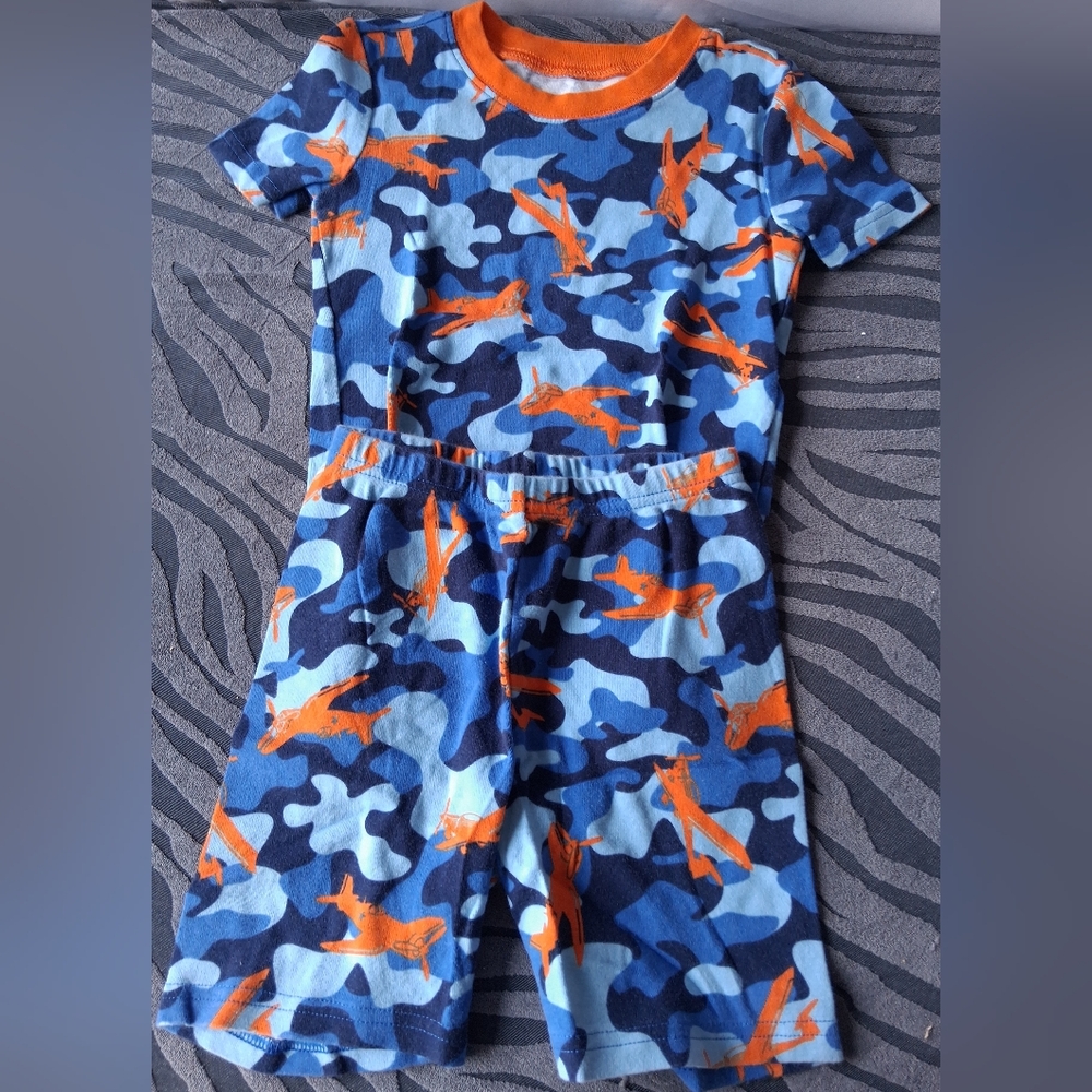 Kids' Blue and Orange Camo Pajama Set